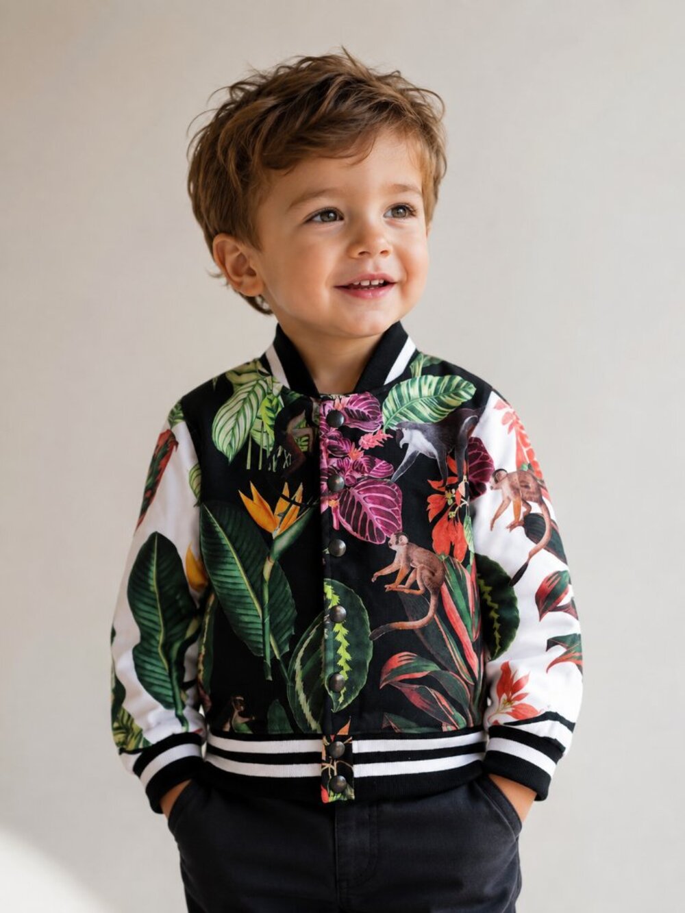 TINYDWED Toddler Tropical Bomber Jacket Resort Made in USA